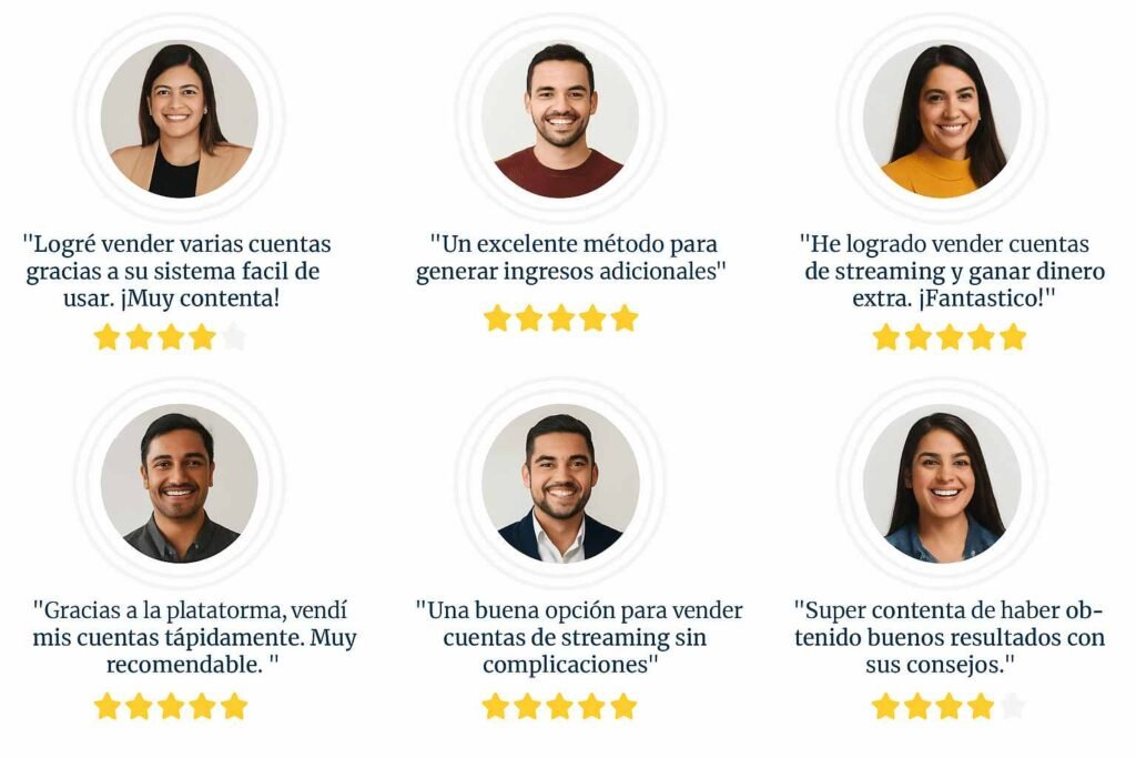 imagen de fotos con testimonios de personas que compraron el servicio de reventa de streaming